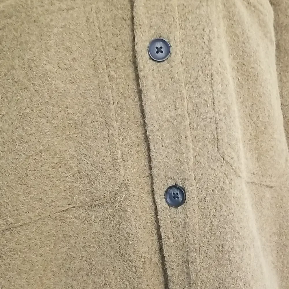 Alpine Design Men's Warm Fleece Shacket Tan Shirt Jacket Fall Winter Size Large